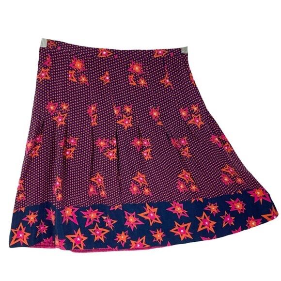 Bimba y Lola Dresses & Skirts - BIMBA&LOLA Skirt EU 40/M Silk Stars A-Line Pleated Silver Hot-Pink Coral Purple